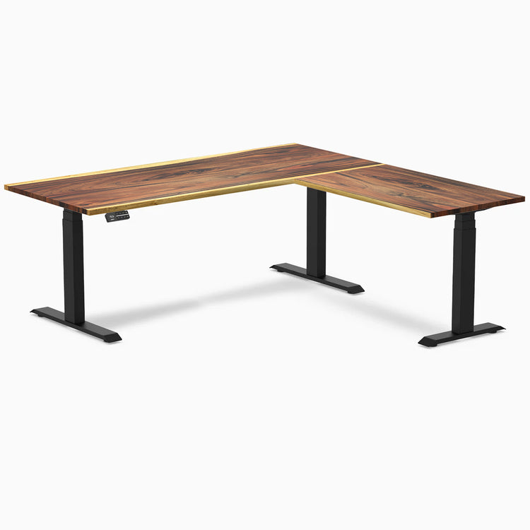 Desky Hardwood L-Shape Sit Stand Desk-Desky Canada