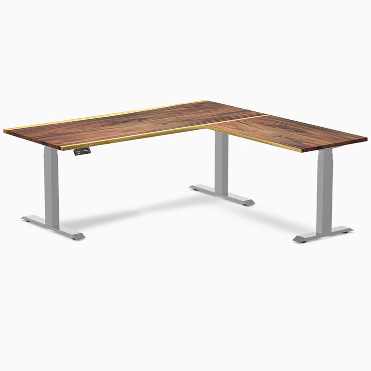Desky Hardwood L-Shape Sit Stand Desk-Desky Canada