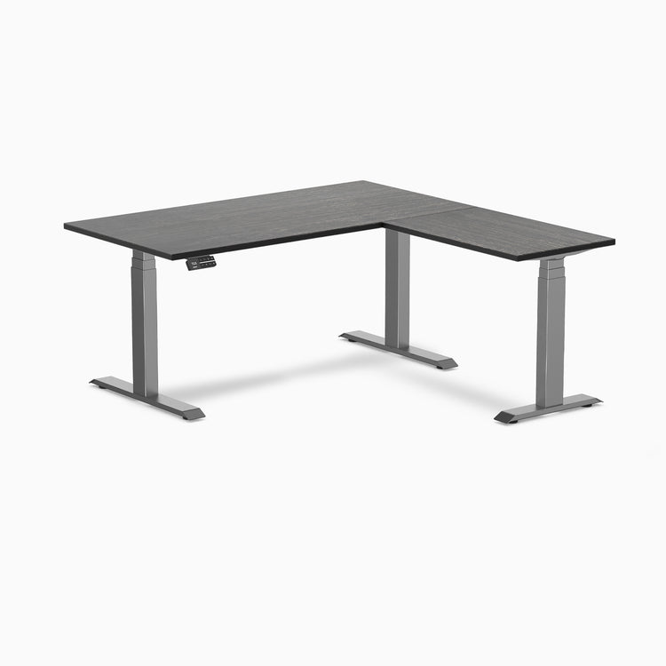 Dual l-shape bamboo standing desk - Dark bamboo - space grey 60"