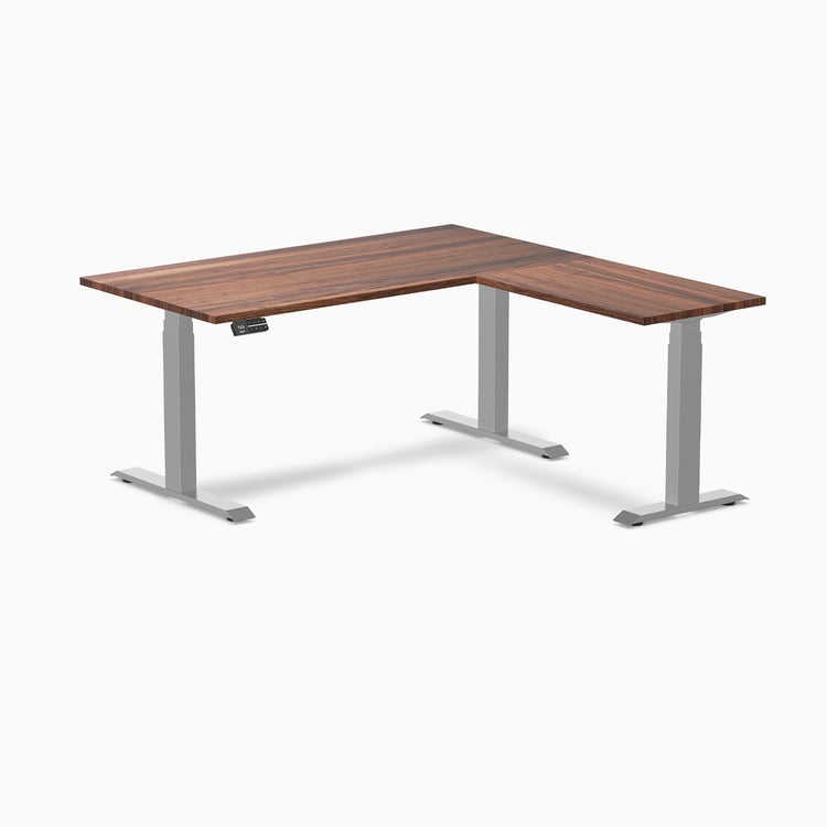 Dual standing desk hardwood desk - walnut - grey 60"