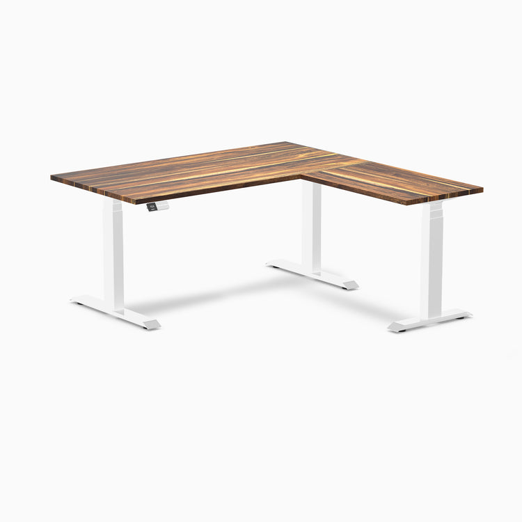 Dual standing desk hardwood desk - pheasantwood- white 60"