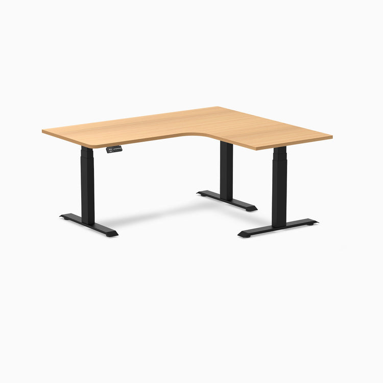 Desky L-Shape Curved Laminate Sit Stand Desk