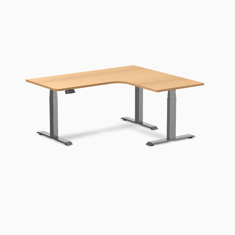 Desky L-Shape Curved Laminate Sit Stand Desk