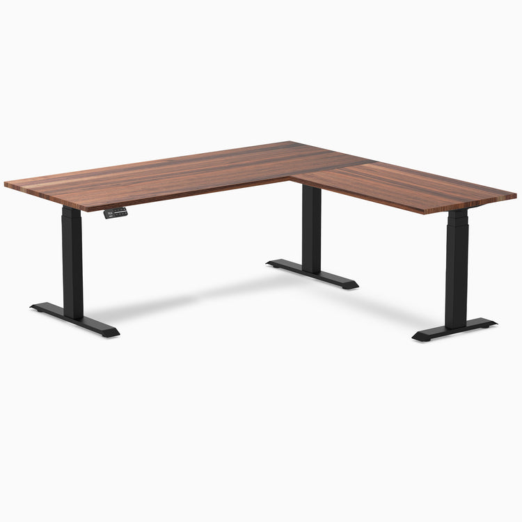 Dual standing desk hardwood desk - walnut - black 72"