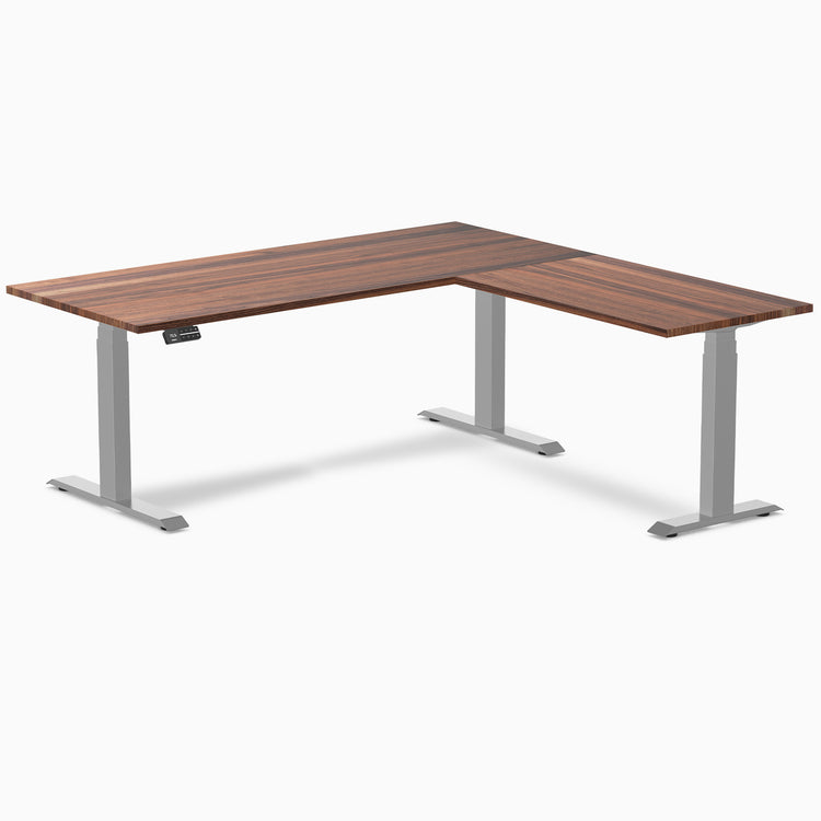 Dual standing desk hardwood desk - walnut - grey 60"