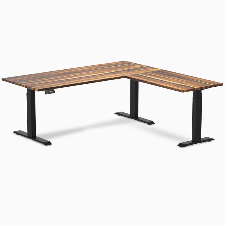 Dual standing desk hardwood desk - pheasantwood- black 72"