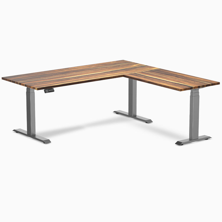 Dual standing desk hardwood desk - Pheasantwood - space grey 72"