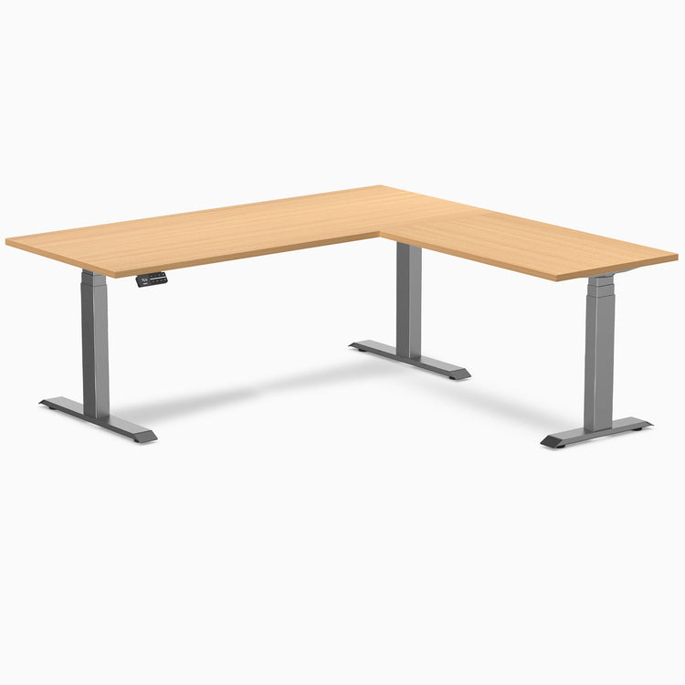 Desky L-Shape Curved Laminate Sit Stand Desk