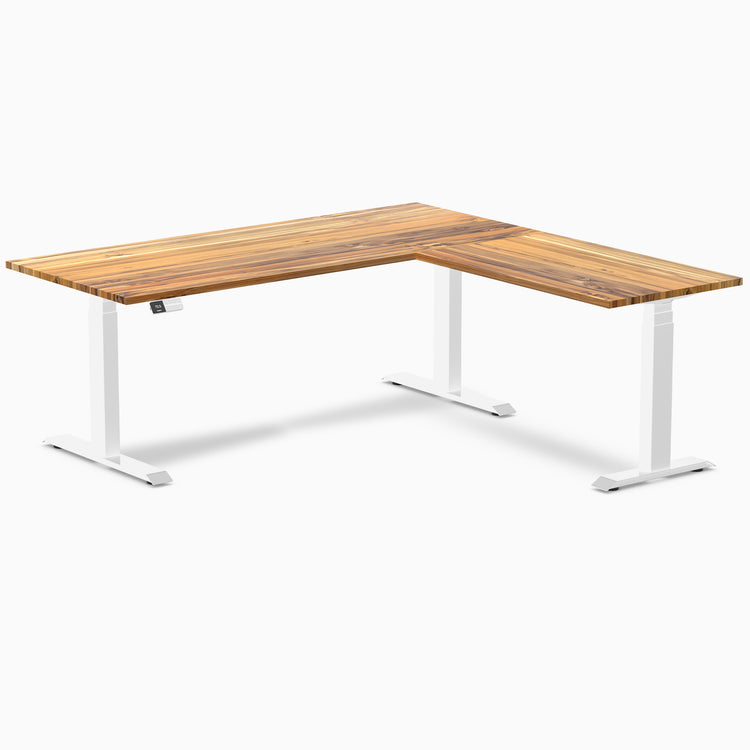 Dual standing desk hardwood desk - teak - white 72"