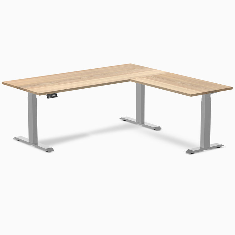 Dual standing desk hardwood desk - white ash - grey 72"
