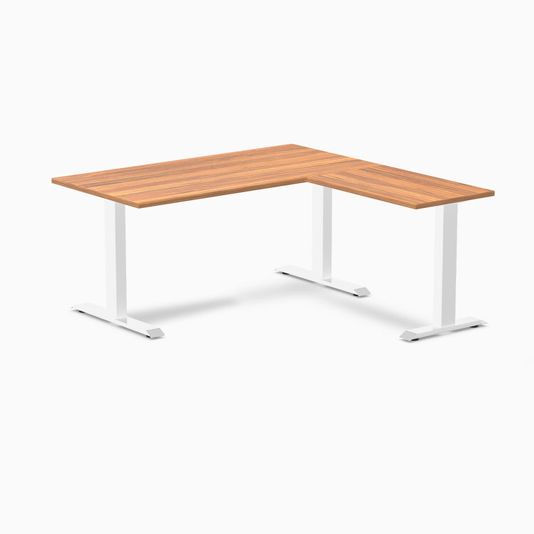 Zero laminate l-shape desk - prime oak aminate - white - 60"