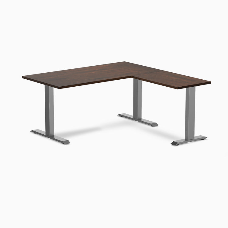 Zero rubberwood l-shape desk - Dark walnut - space grey - 60"