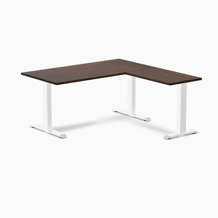 Zero rubberwood l-shape desk - Dark walnut- white - 60"