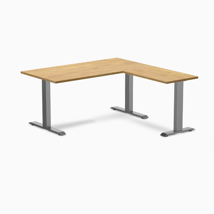 Zero rubberwood l-shape desk - Light oak - space grey - 60"