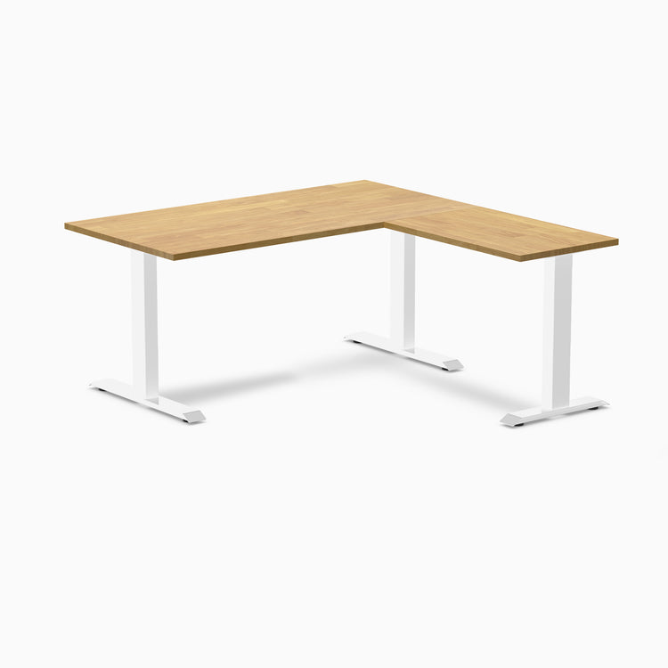 Zero rubberwood l-shape desk - Light Oak - white  - 60"