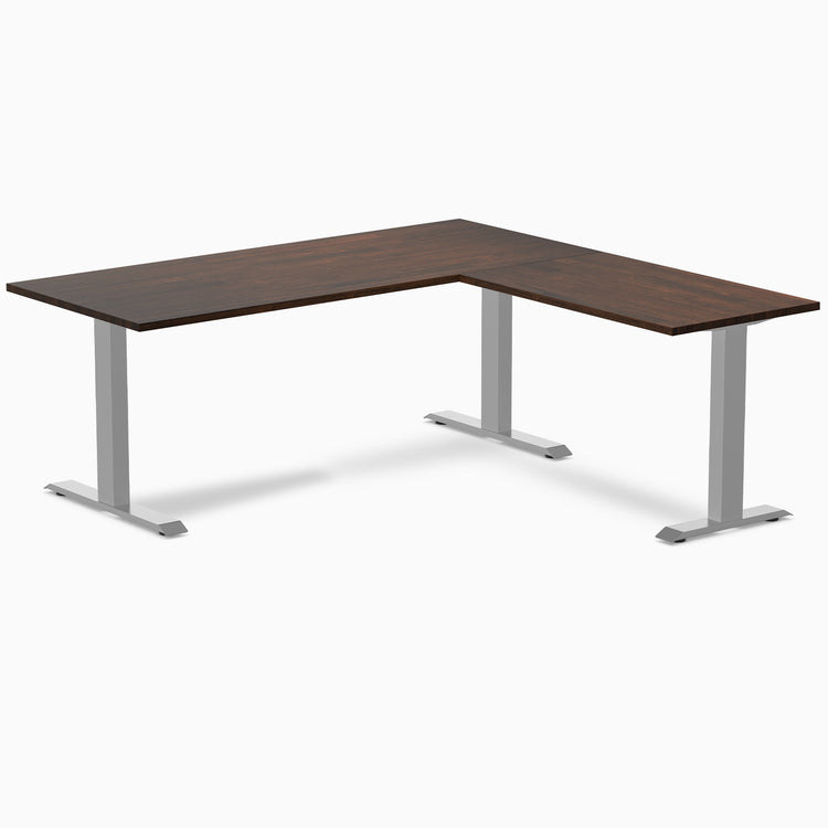 Zero rubberwood l-shape desk - Dark walnut- grey - 72"