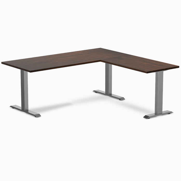 Zero rubberwood l-shape desk - Dark walnut - space grey - 72"