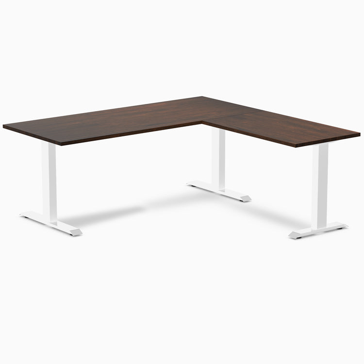 Zero rubberwood l-shape desk - Dark walnut- white - 72"