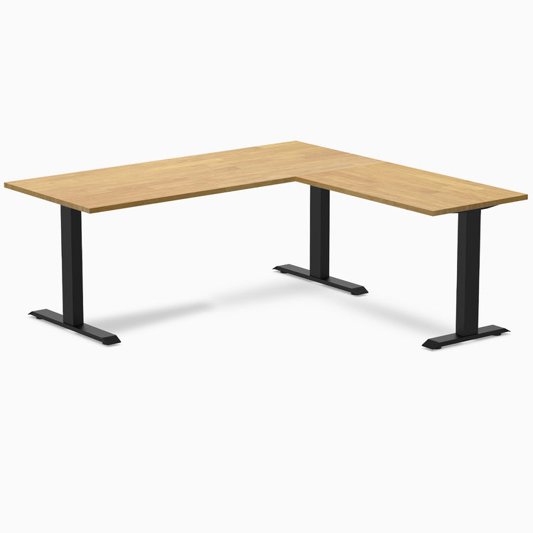 Zero rubberwood l-shape desk - Light Oak - black - 72"