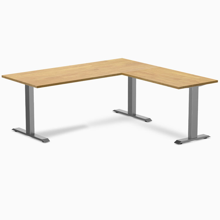 Zero rubberwood l-shape desk - Light oak - space grey - 72"