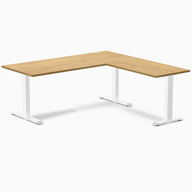 Zero rubberwood l-shape desk - Light Oak - white - 72"