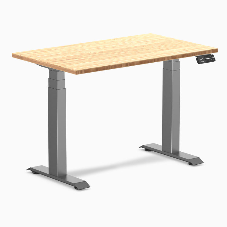 Dual mini bamboo standing desk - Natural Bamboo - space grey 40"