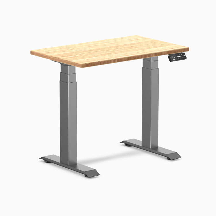 Dual mini bamboo standing desk - Natural Bamboo - space grey 32"