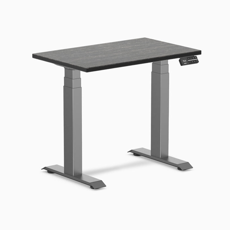 Dual mini bamboo standing desk - Dark Bamboo - space grey 32"
