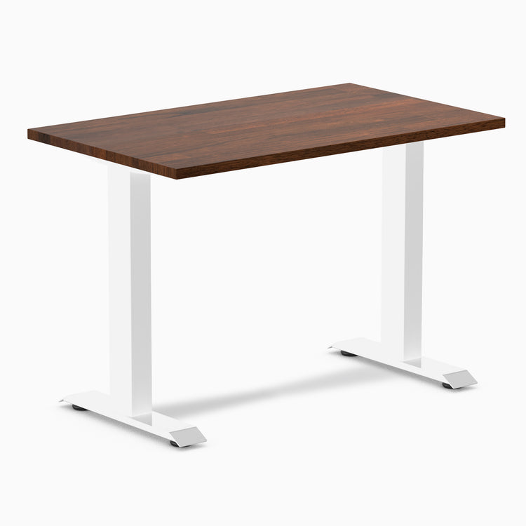Fixed mini rubberwood desk - Red Walnut - white 40"
