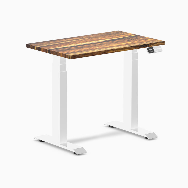 Dual mini hardwood standing desk - Pheasantwood - white 32"