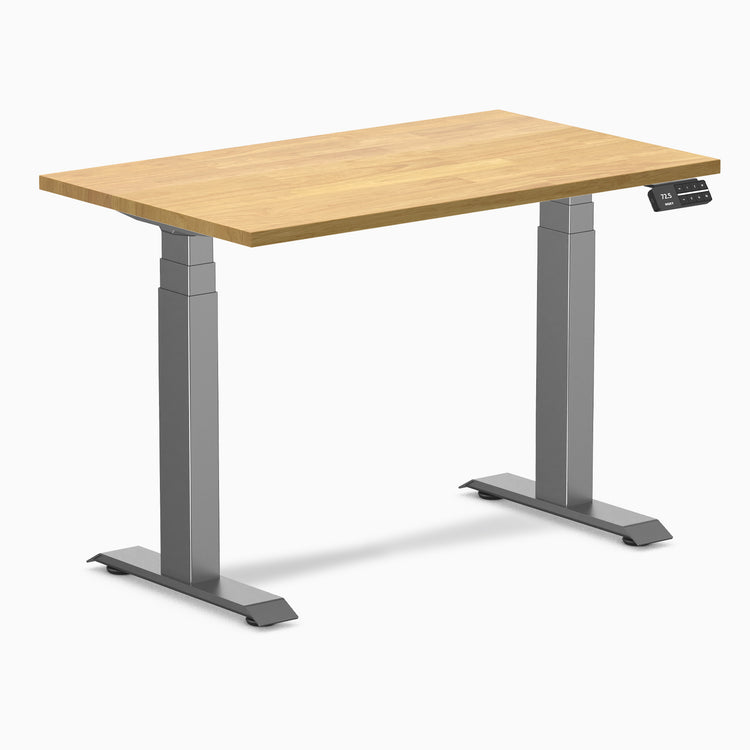 Dual mini rubberwood standing desk - Light oak - space grey 40"