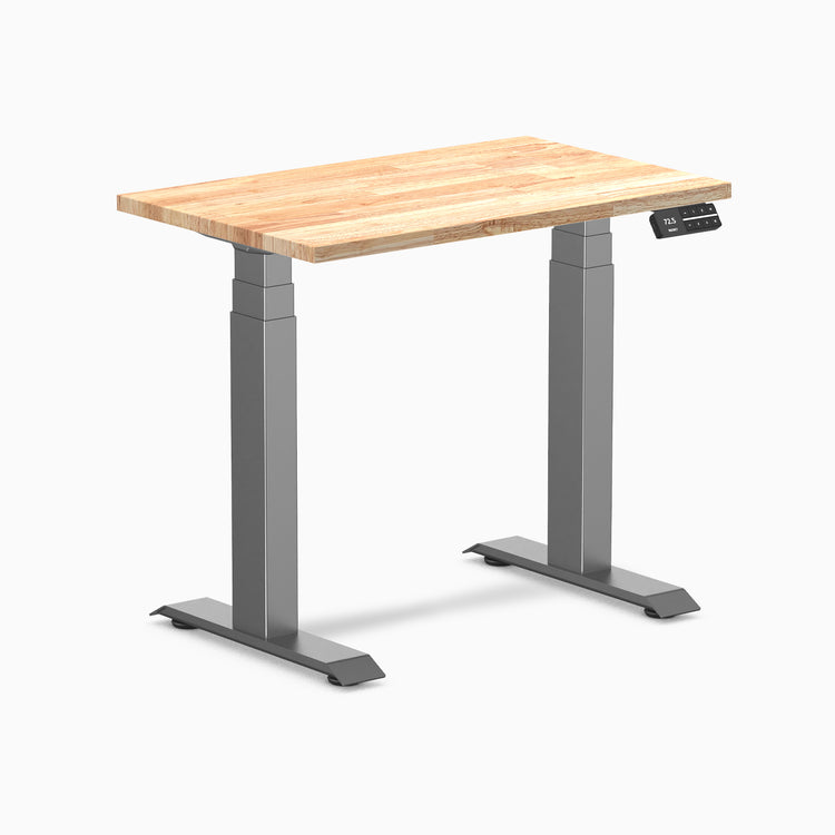 Dual mini rubberwood standing desk - Natural - space grey 32"