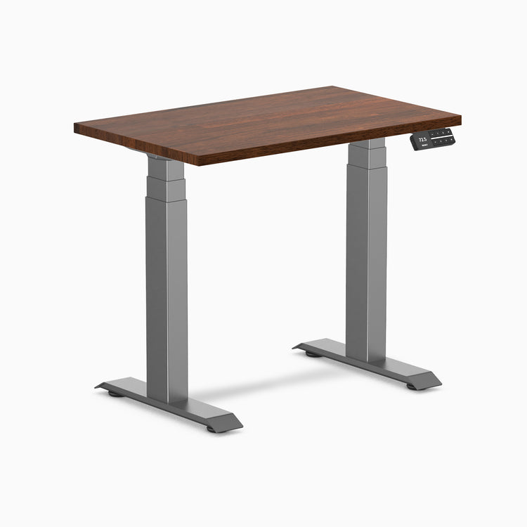 Dual mini rubberwood standing desk - red walnut - space grey 32"