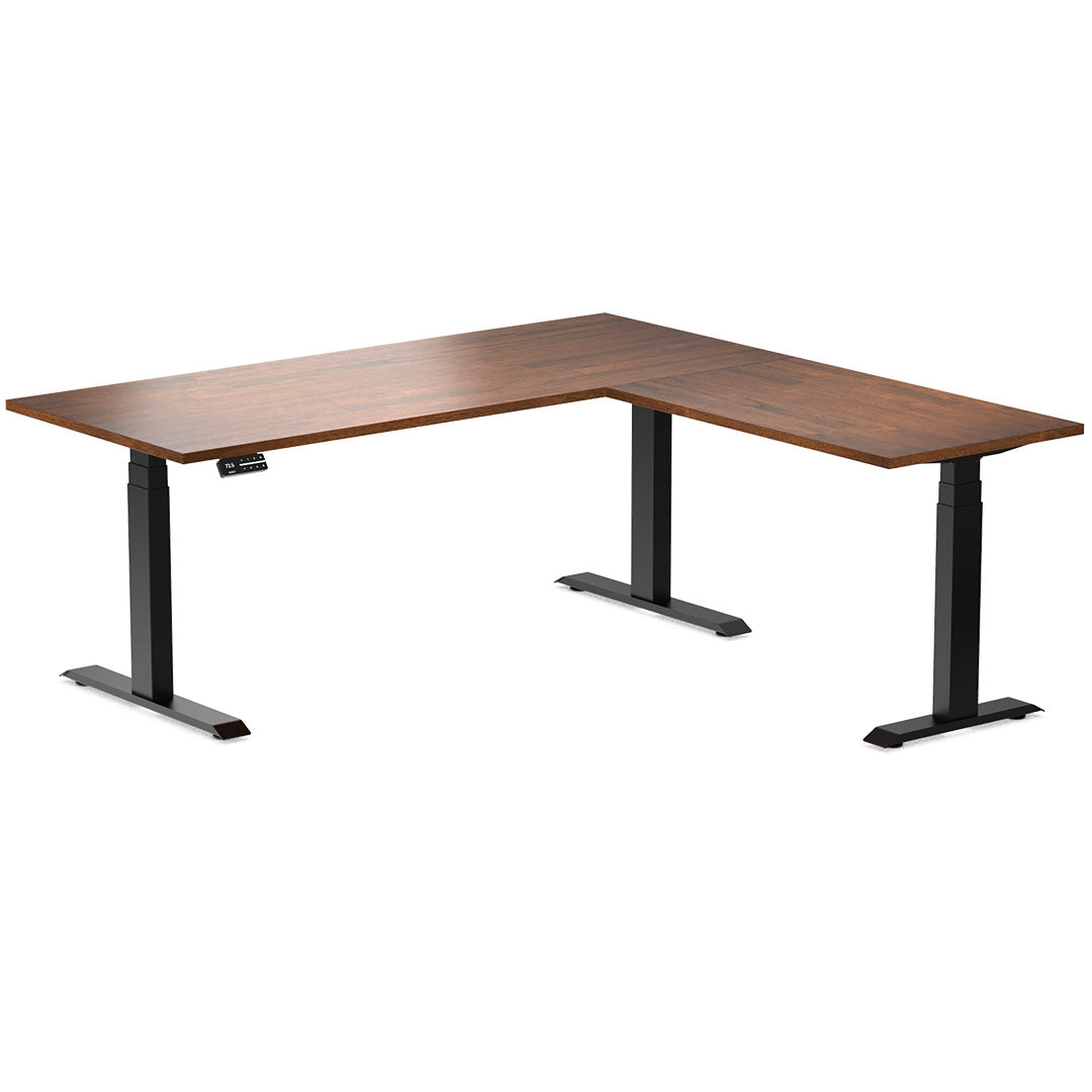 Desky Rubberwood LShape Sit Stand Desk