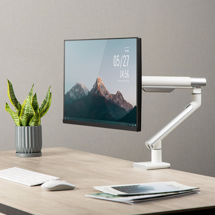 single monitor arm slim white