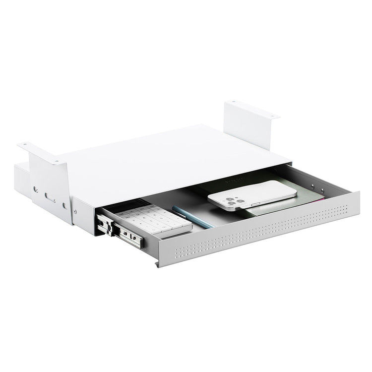 Desky Ultra Slim Under Desk Drawer-Book Gap-White - Desky Canada