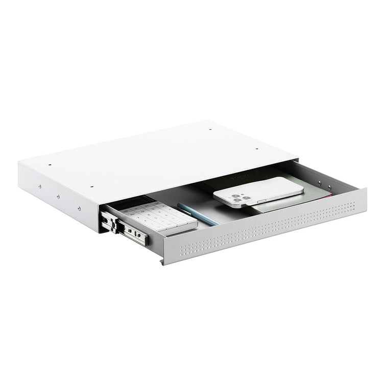 Desky Ultra Slim Under Desk Drawer-Book Gap-White - Desky Canada