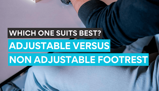 A man working in the office who is undecided on what type of footrests is best to use