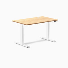 Desky Dual Bamboo Sit Stand Desk, Bamboo desktop, White frame