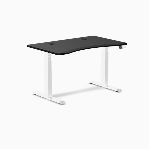Desky Dual Ergo Edge Sit Stand Desk, Black desktop, White frame