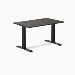 Desky Zero Laminate Office Desk, Burnished Wood desktop, Matte Black frame