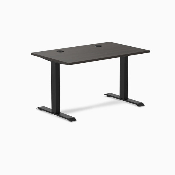 Desky Zero Laminate Office Desk, Burnished Wood desktop, Matte Black frame