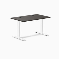 Desky Zero Laminate Office Desk, Burnished Wood desktop, White frame