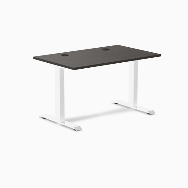 Desky Zero Laminate Office Desk, Burnished Wood desktop, White frame