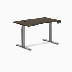 Desky Dual Ergo Edge Sit Stand Desk, Dark Bamboo desktop, Space Grey frame