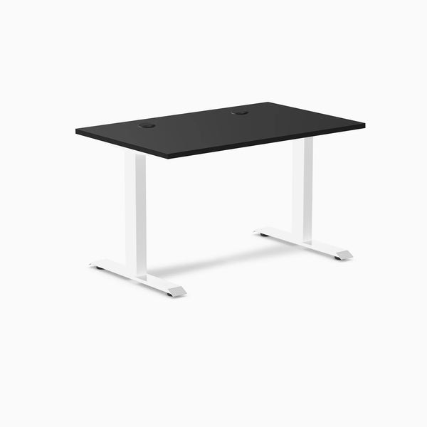 Desky Zero Laminate Office Desk, Black desktop, White frame