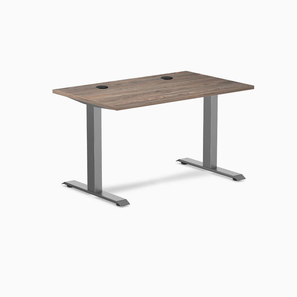 Desky Zero Laminate Office Desk, Natural Walnut desktop, Space Grey frame