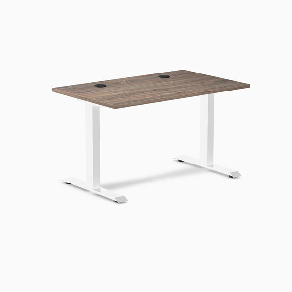 Desky Zero Laminate Office Desk, Natural Walnut desktop, White frame