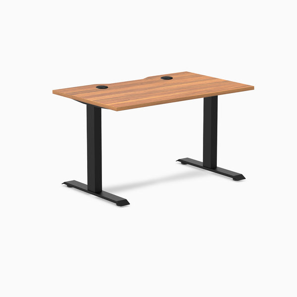 Desky Zero Scalloped Laminate Office Desk, Prime Oak desktop, Matte Black frame
