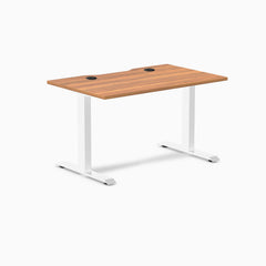 Desky Zero Scalloped Laminate Office Desk, Prime Oak desktop, White frame